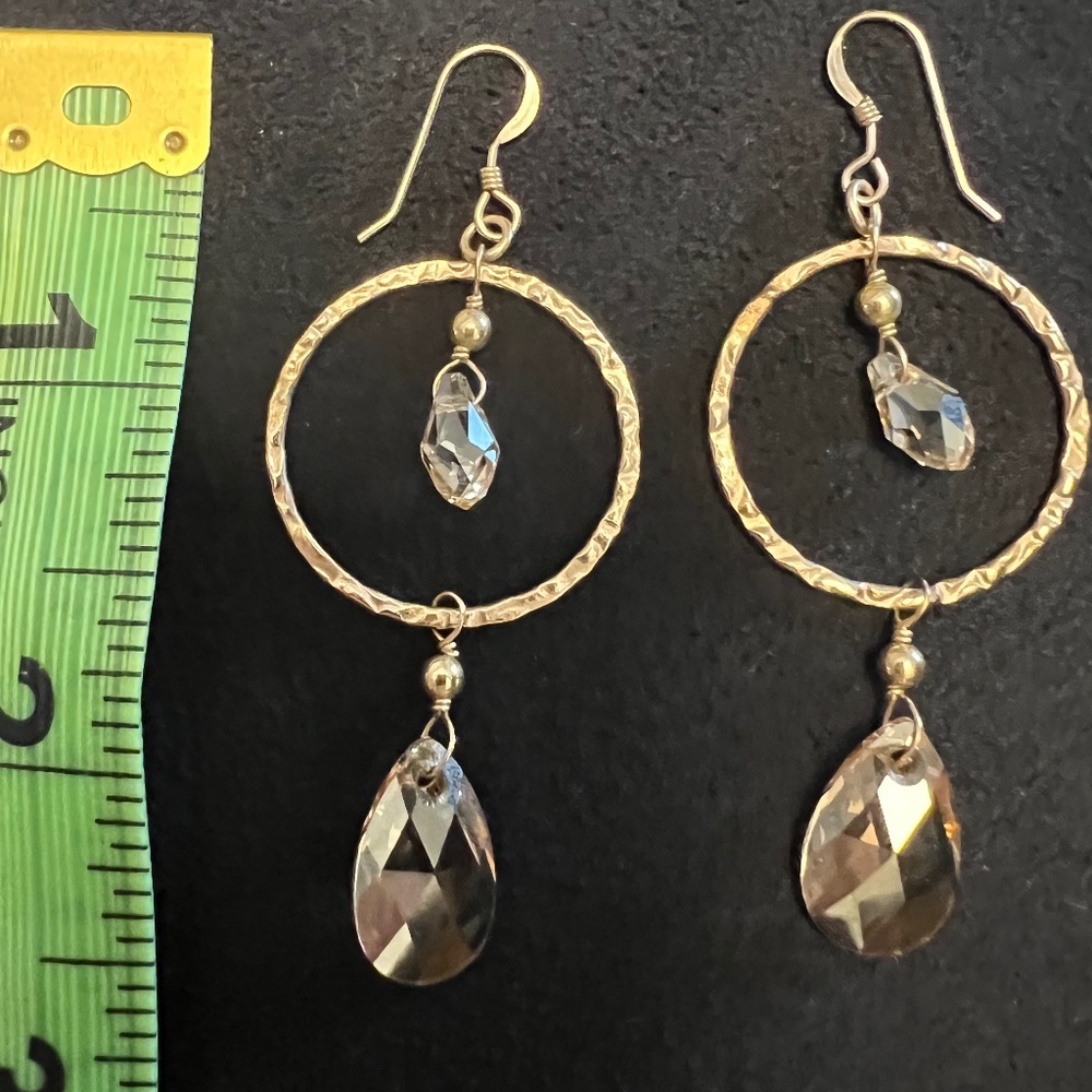 Swarovski gold tone double drop earrings